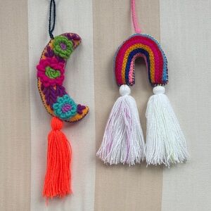 Handmade Moon & Rainbow Tassel Charms - Bright Multicolor